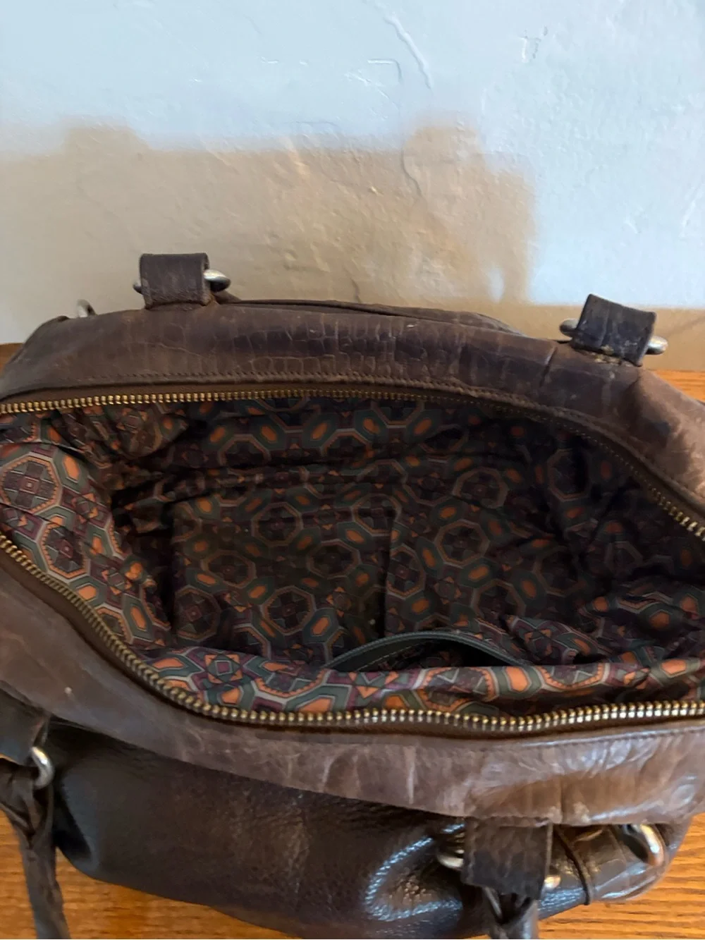 Classic Dark Brown Leather Messenger Bag with Top Handles